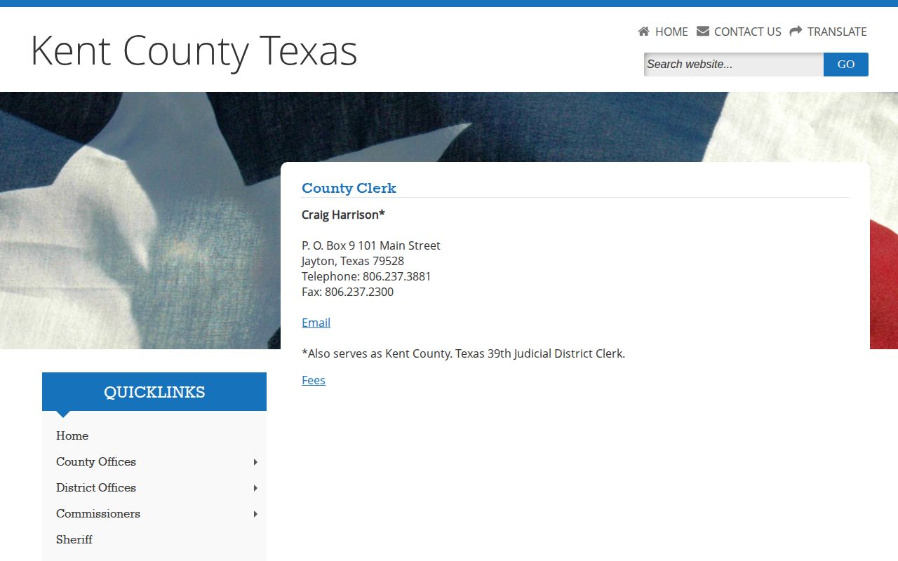 Kent County Clerk page for Jayton booking case record follow-up